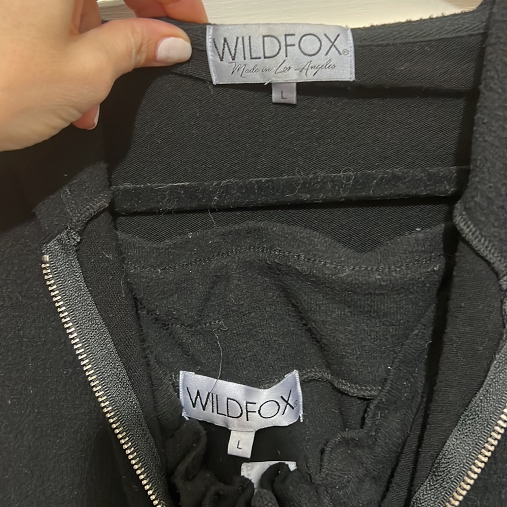 Wildfox Solid Black Basic Tracksuit Full Zip Hood… - image 2
